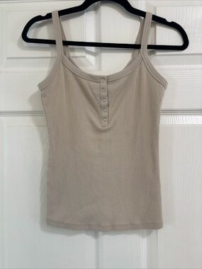 Abercrombie and fitch tan snap button tank top